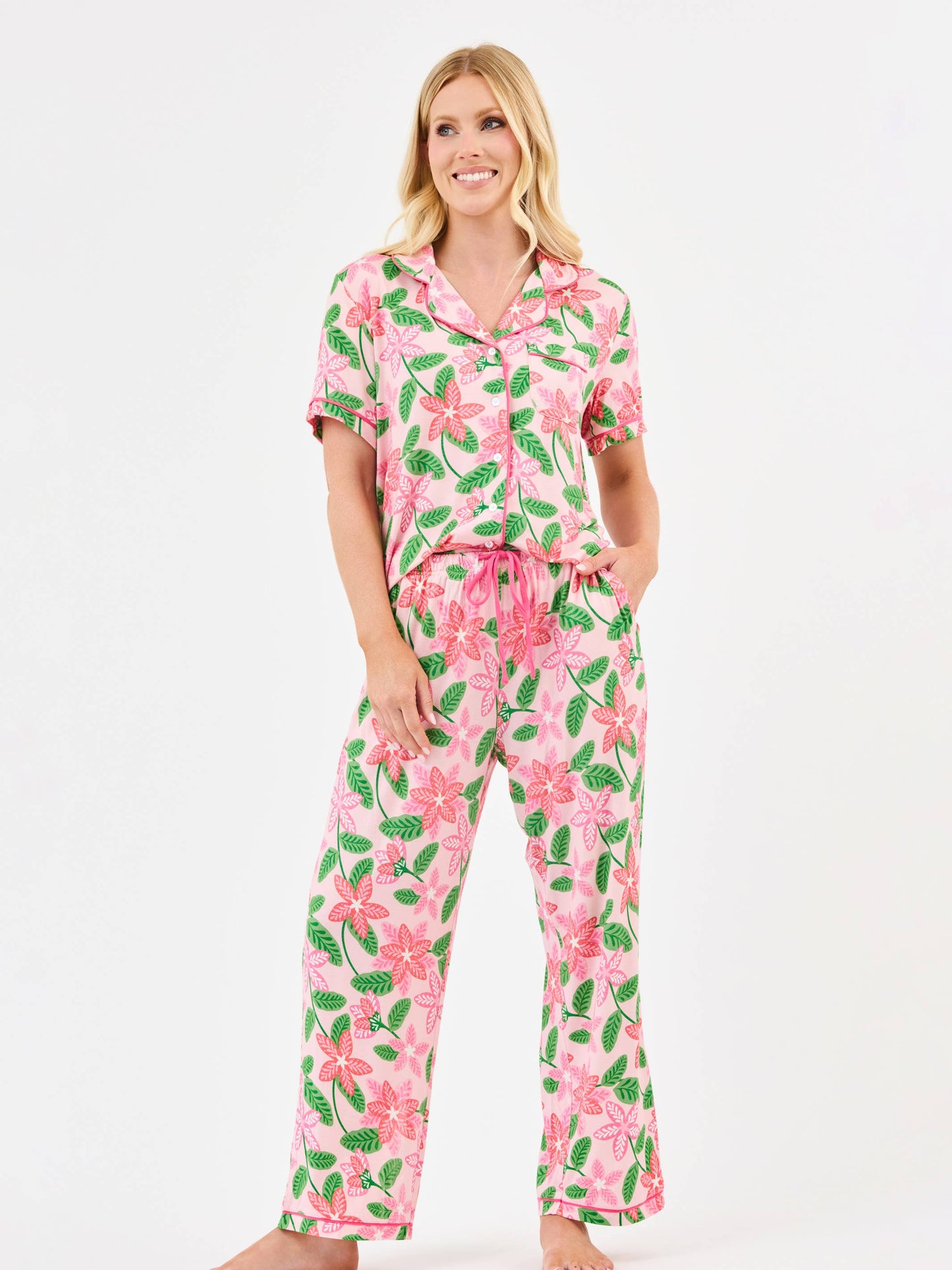 Women's Charlotte Pajama Pants Set  | Island Muse Pink