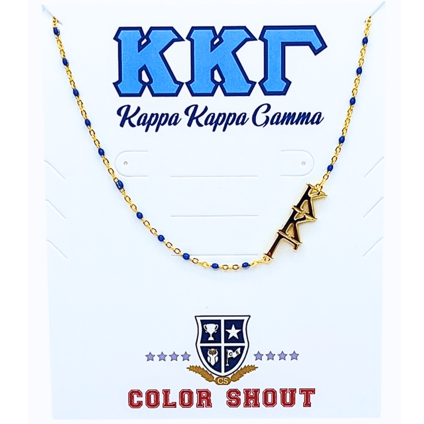 The Sorority Necklace: Side Set Greek letters on Enamel Bead: Kappa Kappa Gamma