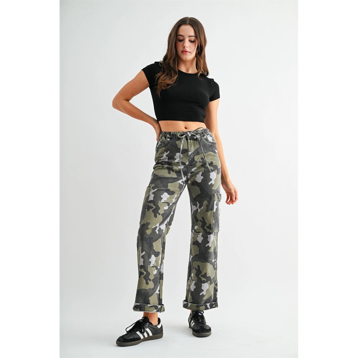 High Rise Camo Wide Leg Jogger