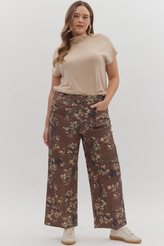 Dianne Floral Pants- Brown