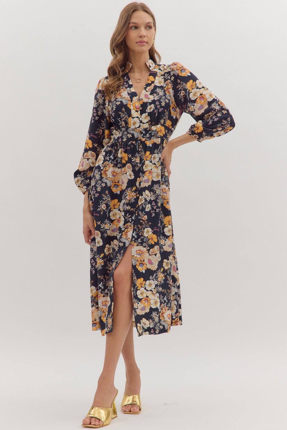 Navy Floral Dress