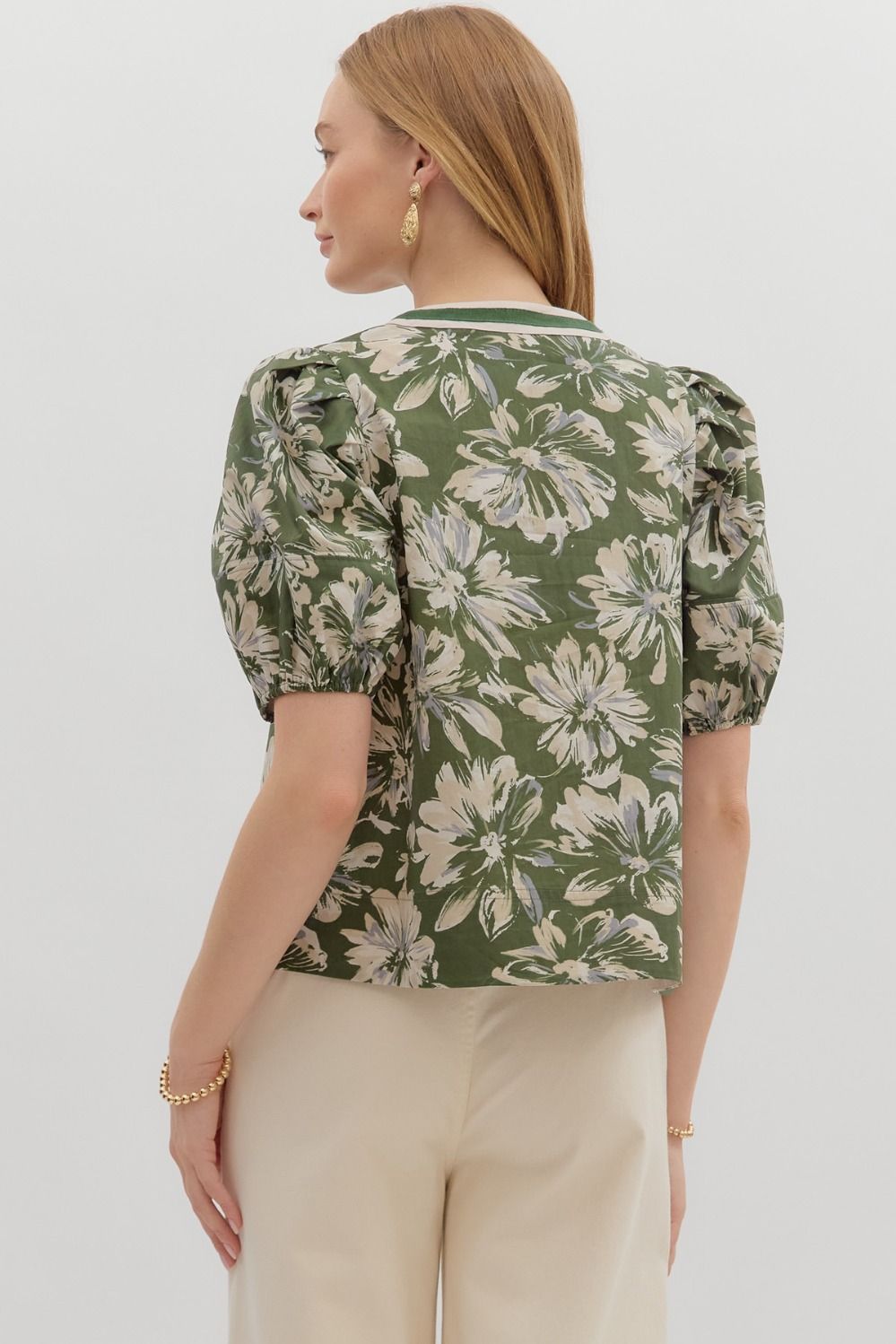Olive Floral Top