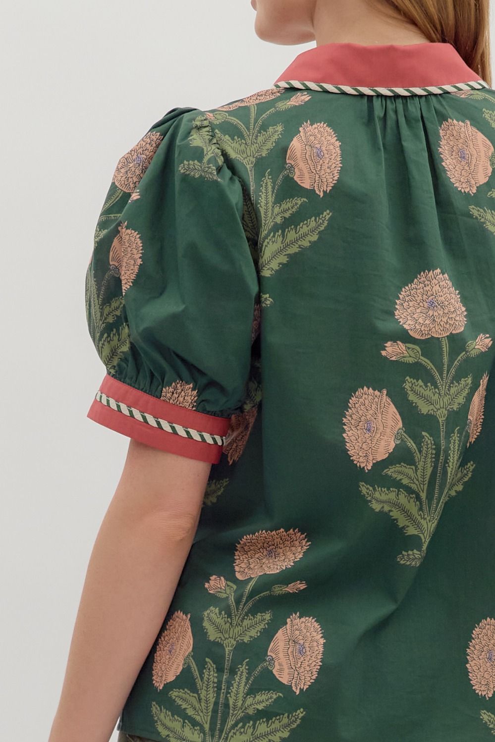 Macy Floral Green Top