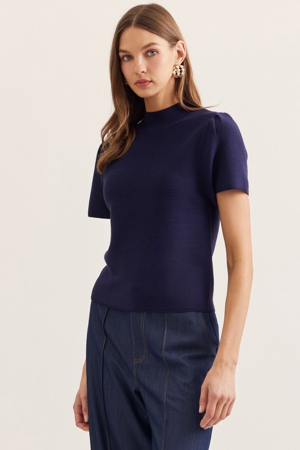 Cambria Mock Neck Navy