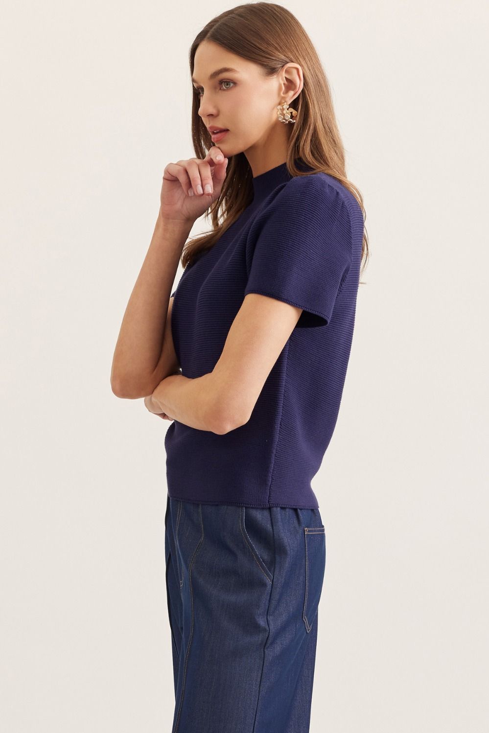 Cambria Mock Neck Navy