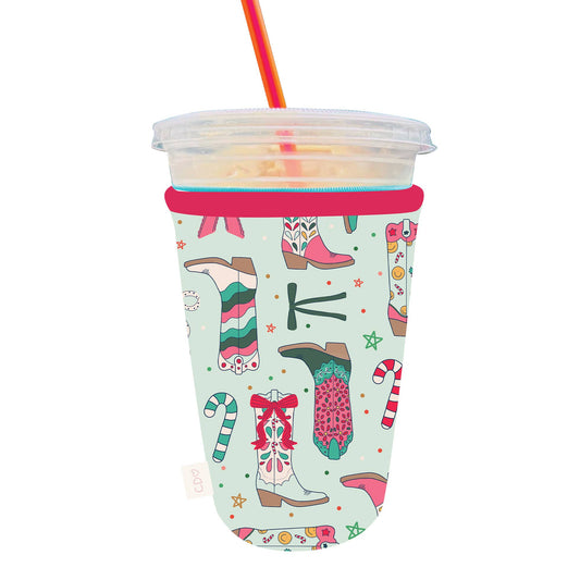 Christmas Western Cowgirl Boots Drink Sleeve: Small