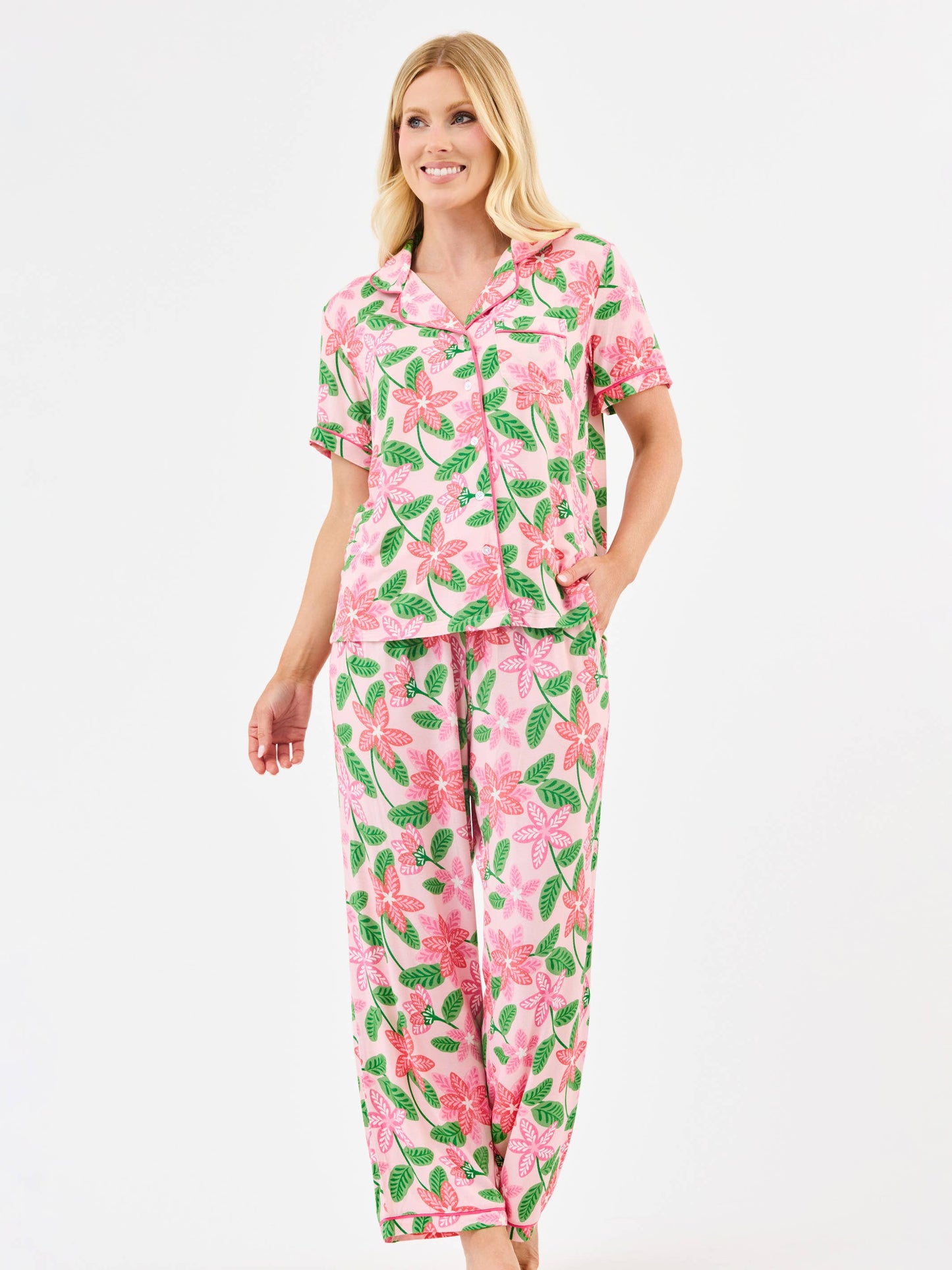 Women's Charlotte Pajama Pants Set  | Island Muse Pink